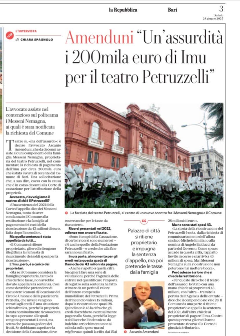 200mila euro di Imu per il Teatro Petruzelli